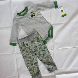 John Deere Baby Infant Boy's 2 Piece Thermal Tractor Bodysuit Pants Set